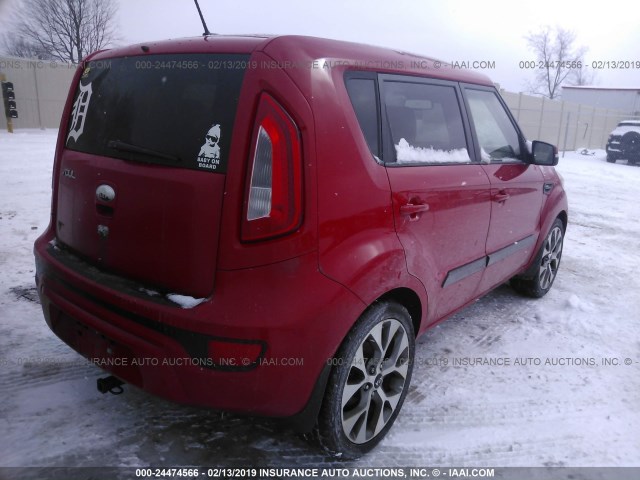 KNDJT2A61D7619620 - 2013 KIA SOUL +/!/SPORT RED photo 4