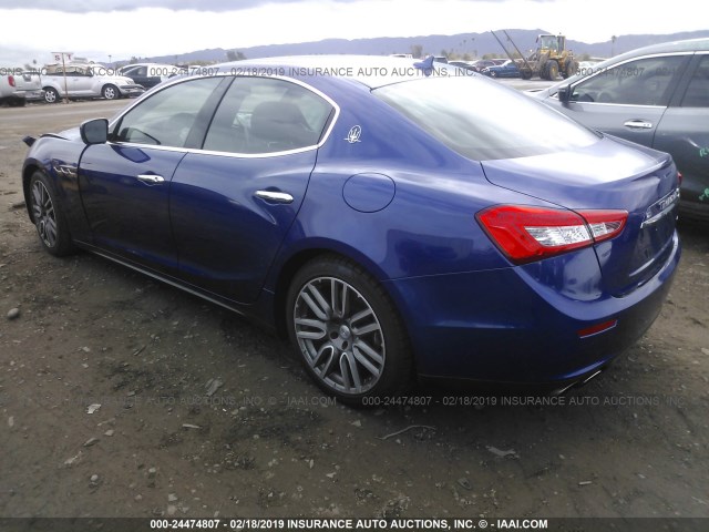 ZAM57XSA4F1159148 - 2015 MASERATI GHIBLI BLUE photo 3