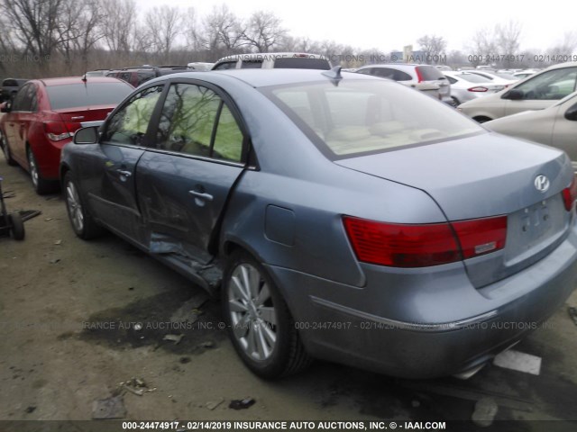 5NPEU46F09H420841 - 2009 HYUNDAI SONATA SE/LIMITED BLUE photo 3