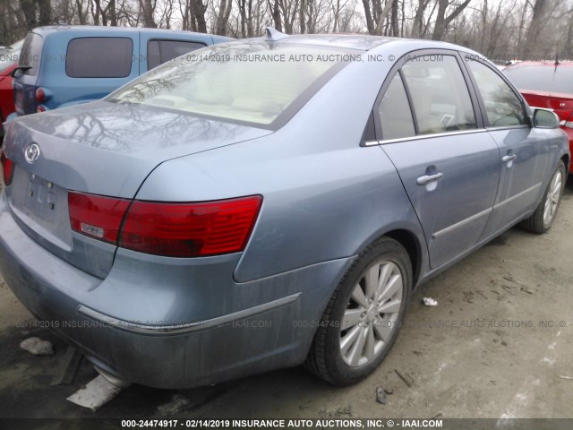 5NPEU46F09H420841 - 2009 HYUNDAI SONATA SE/LIMITED BLUE photo 4