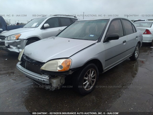 JHMES16231S004188 - 2001 HONDA CIVIC DX SILVER photo 2