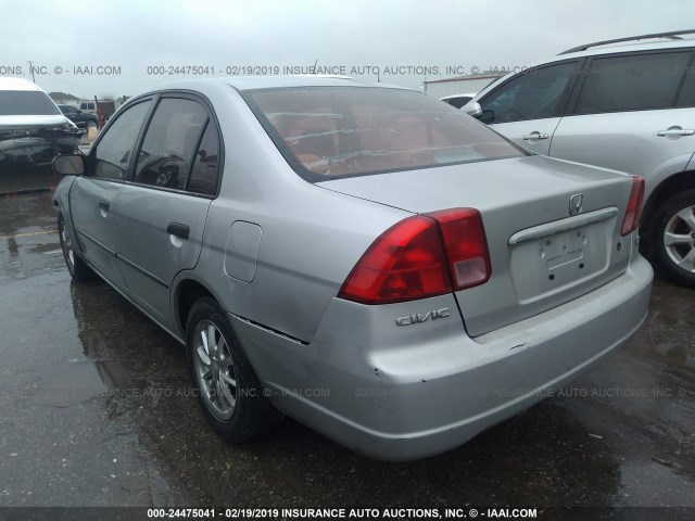 JHMES16231S004188 - 2001 HONDA CIVIC DX SILVER photo 3