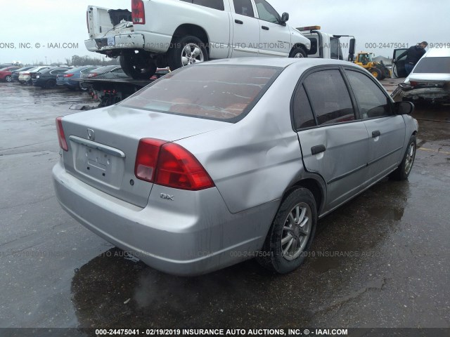 JHMES16231S004188 - 2001 HONDA CIVIC DX SILVER photo 4