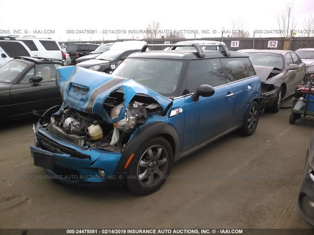 WMWMM3C52ATZ33698 - 2010 MINI COOPER S CLUBMAN BLUE photo 2