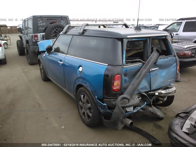 WMWMM3C52ATZ33698 - 2010 MINI COOPER S CLUBMAN BLUE photo 3