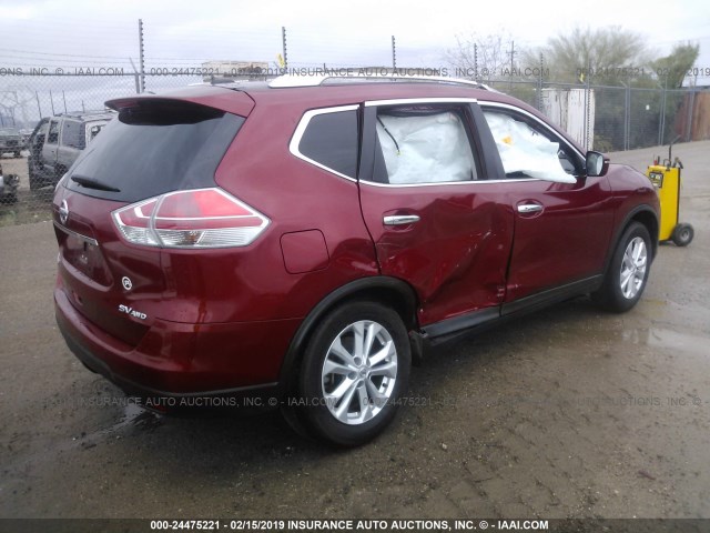 KNMAT2MV4GP705740 - 2016 NISSAN ROGUE S/SL/SV RED photo 4