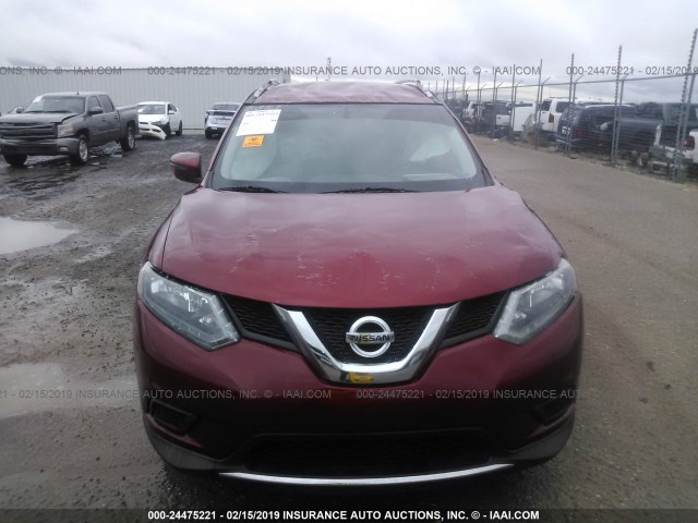 KNMAT2MV4GP705740 - 2016 NISSAN ROGUE S/SL/SV RED photo 6