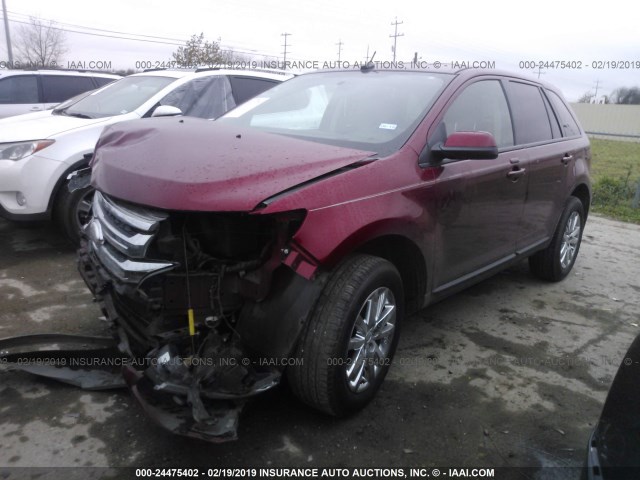 2FMDK3JC3DBB57897 - 2013 FORD EDGE SEL RED photo 2