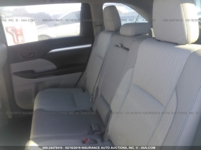 5TDBKRFHXFS150126 - 2015 TOYOTA HIGHLANDER LE/LE PLUS WHITE photo 8