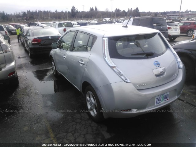 JN1AZ0CP2CT017035 - 2012 NISSAN LEAF SV/SL SILVER photo 3