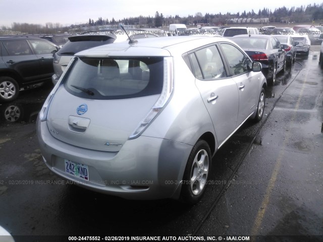 JN1AZ0CP2CT017035 - 2012 NISSAN LEAF SV/SL SILVER photo 4