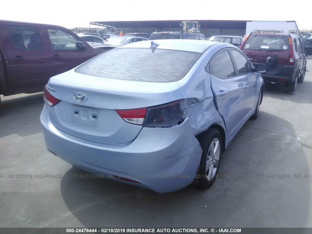 KMHDH4AE5DU666227 - 2013 HYUNDAI ELANTRA GLS/LIMITED Light Blue photo 4