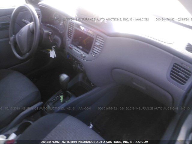 KNADE223596451437 - 2009 KIA RIO LX/SX SILVER photo 5