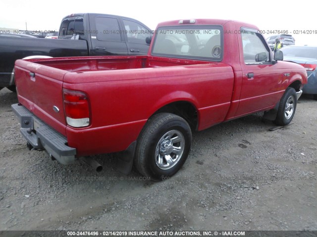 1FTYR10V1YPA65856 - 2000 FORD RANGER RED photo 4