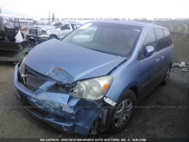 5FNRL38706B104659 - 2006 HONDA ODYSSEY EXL BLUE photo 2