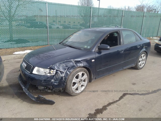 WAULC68E34A229406 - 2004 AUDI A4 1.8T QUATTRO BLUE photo 2