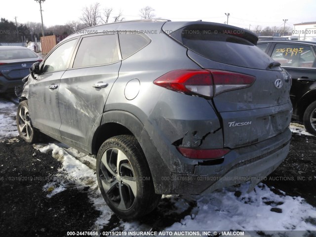 KM8J3CA22GU221840 - 2016 HYUNDAI TUCSON LIMITED/SPORT AND ECO/SE GRAY photo 3