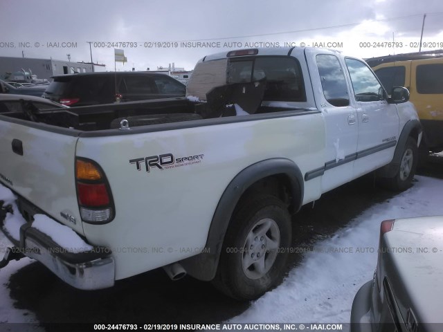 5TBRT341X1S148327 - 2001 TOYOTA TUNDRA ACCESS CAB/ACCESS CAB SR5 WHITE photo 4