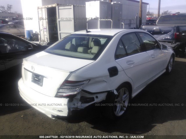 WDDGF4HB7CA603204 - 2012 MERCEDES-BENZ C 250 WHITE photo 4