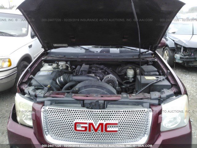 1GKES66M866137484 - 2006 GMC ENVOY DENALI XL MAROON photo 10