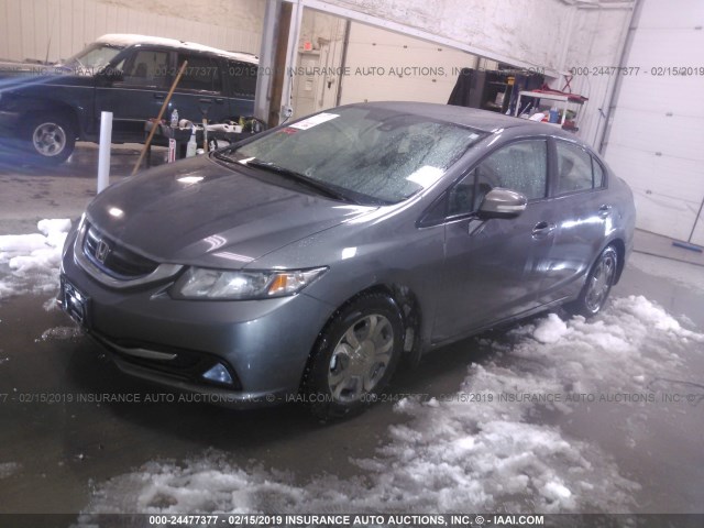 19XFB4F34DE002876 - 2013 HONDA CIVIC HYBRID L GRAY photo 2