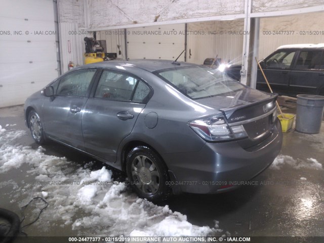 19XFB4F34DE002876 - 2013 HONDA CIVIC HYBRID L GRAY photo 3