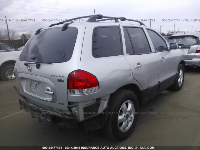 KM8SC73E35U872913 - 2005 HYUNDAI SANTA FE GLS/LX SILVER photo 4