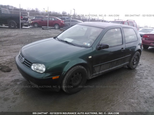 WVWBC21J4YW284583 - 2000 VOLKSWAGEN GOLF GL GREEN photo 2