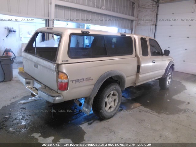 5TEWN72N21Z773793 - 2001 TOYOTA TACOMA XTRACAB GOLD photo 4