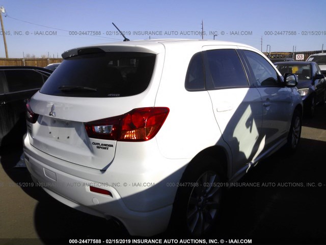 JA4AR4AU0BZ024908 - 2011 MITSUBISHI OUTLANDER SPORT SE WHITE photo 4