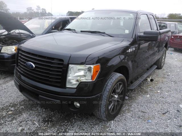 1FTEX1CM2EFC26163 - 2014 FORD F150 SUPER CAB BLACK photo 2