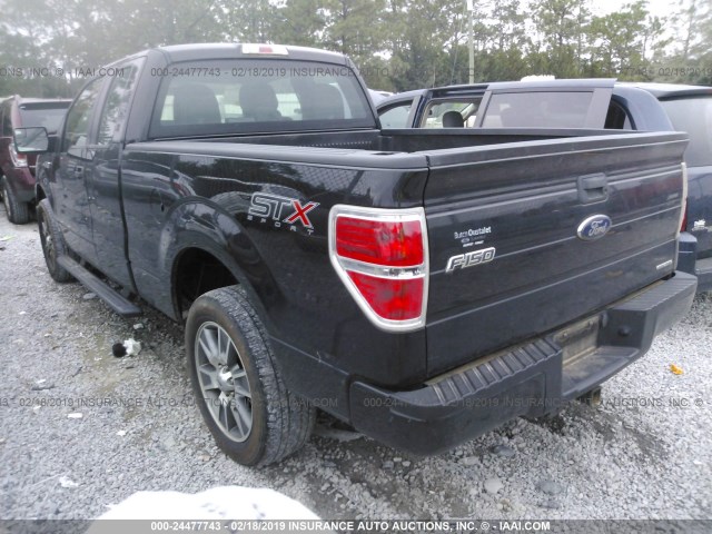 1FTEX1CM2EFC26163 - 2014 FORD F150 SUPER CAB BLACK photo 3