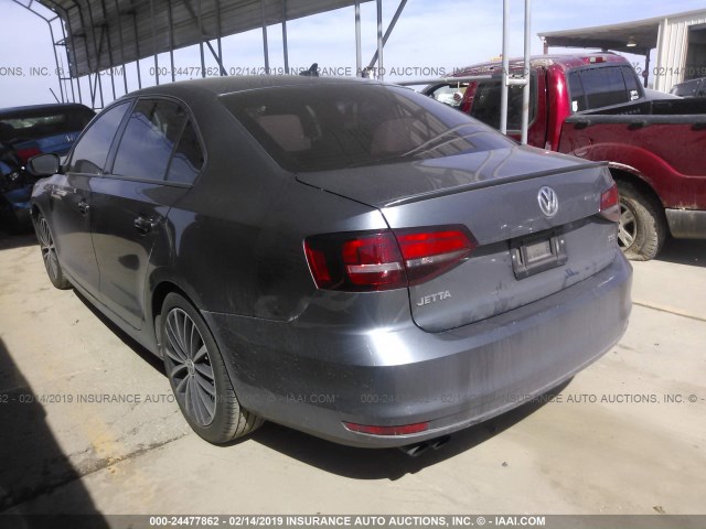 3VWD17AJXGM258688 - 2016 VOLKSWAGEN JETTA SPORT GRAY photo 3