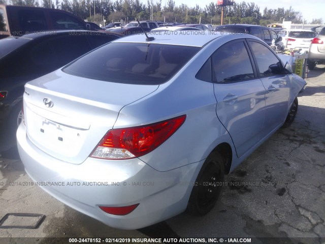 KMHCT4AE5EU608114 - 2014 HYUNDAI ACCENT GLS/GS BLUE photo 4