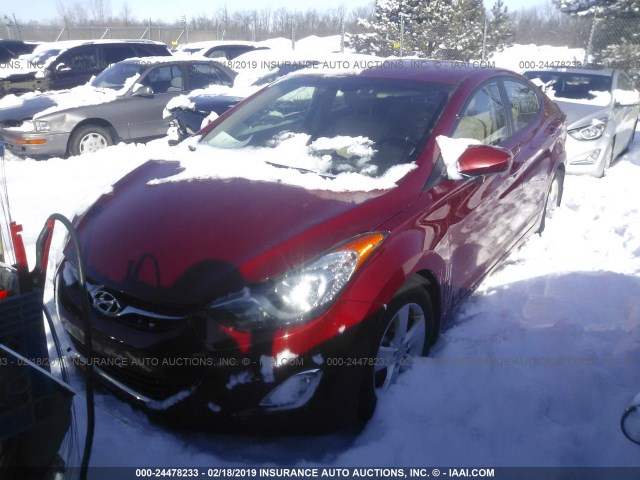 KMHDH4AE2DU532937 - 2013 HYUNDAI ELANTRA GLS/LIMITED RED photo 2