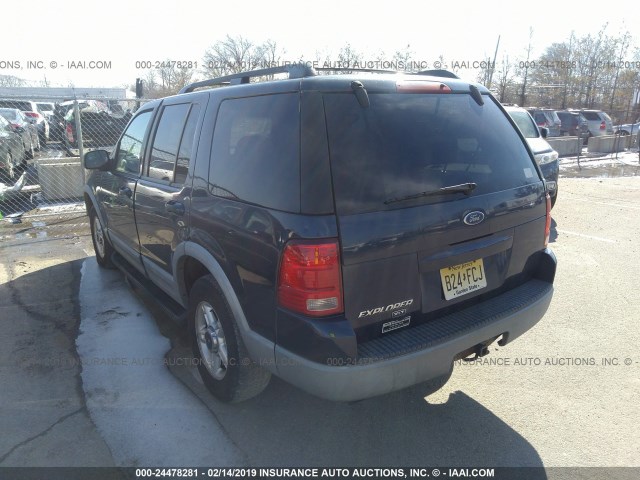 1FMZU73E42UC71808 - 2002 FORD EXPLORER XLT BLUE photo 3