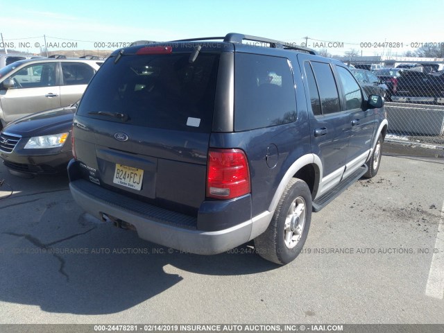 1FMZU73E42UC71808 - 2002 FORD EXPLORER XLT BLUE photo 4