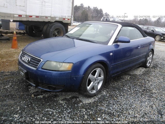 WAUAC48HX3K025541 - 2003 AUDI A4 1.8 CABRIOLET BLUE photo 2