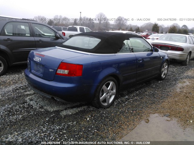 WAUAC48HX3K025541 - 2003 AUDI A4 1.8 CABRIOLET BLUE photo 4