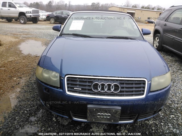 WAUAC48HX3K025541 - 2003 AUDI A4 1.8 CABRIOLET BLUE photo 6