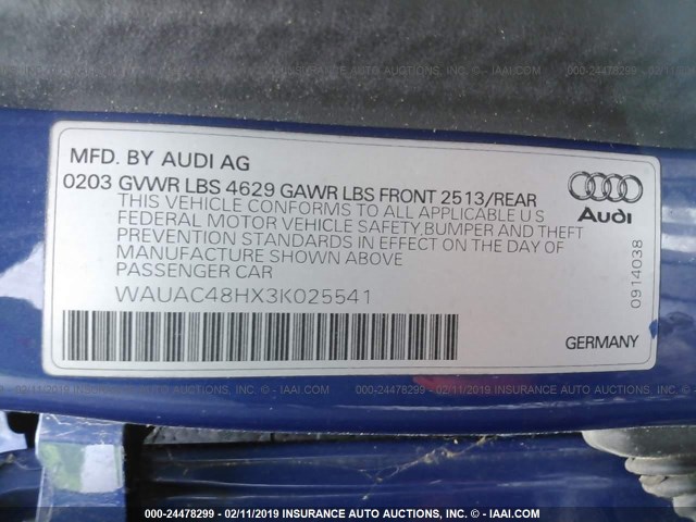 WAUAC48HX3K025541 - 2003 AUDI A4 1.8 CABRIOLET BLUE photo 9