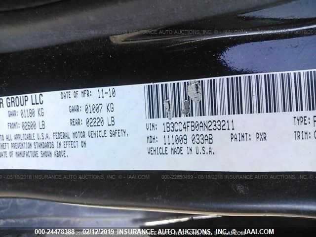 1B3CC4FB0AN233211 - 2010 DODGE AVENGER SXT BLACK photo 9