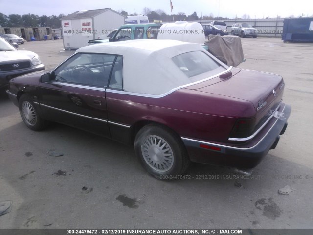 1C3XJ5530MG102623 - 1991 CHRYSLER LEBARON LX BURGUNDY photo 3