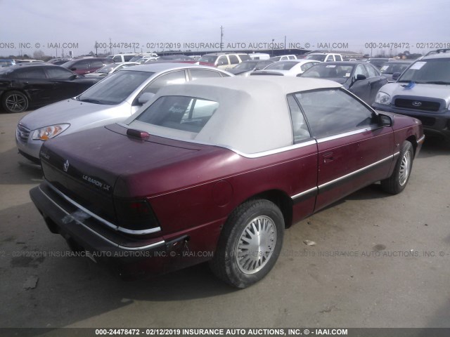 1C3XJ5530MG102623 - 1991 CHRYSLER LEBARON LX BURGUNDY photo 4