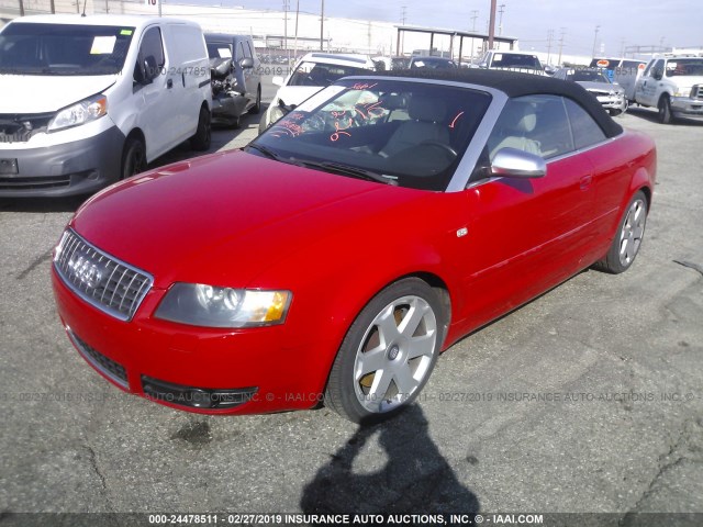 WUARL48H14K900922 - 2004 AUDI S4 RED photo 2