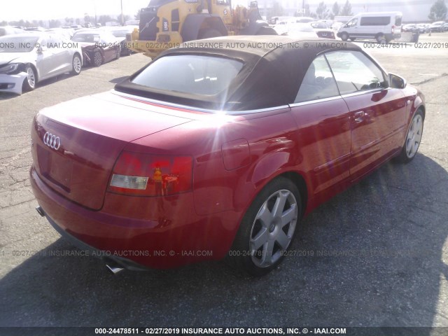 WUARL48H14K900922 - 2004 AUDI S4 RED photo 4