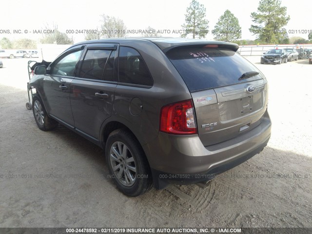 2FMDK3JC2DBC32881 - 2013 FORD EDGE SEL GRAY photo 3