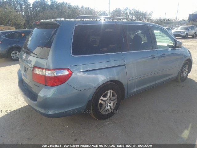 5FNRL387X7B039885 - 2007 HONDA ODYSSEY EXL Light Blue photo 4