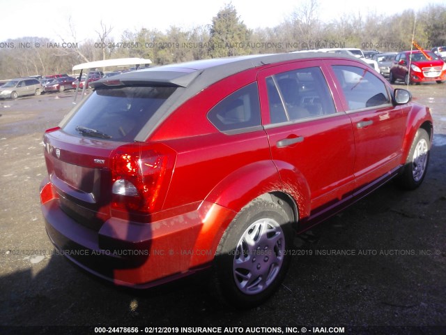 1B3HB48B77D160066 - 2007 DODGE CALIBER SXT RED photo 4