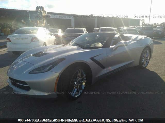 1G1YF3D78K5109833 - 2019 CHEVROLET CORVETTE STINGRAY/3LT SILVER photo 2